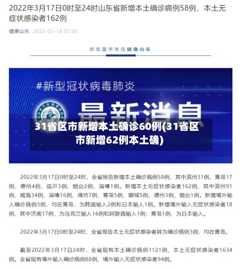 31省区市新增本土确诊60例(31省区市新增62例本土确)-第2张图片