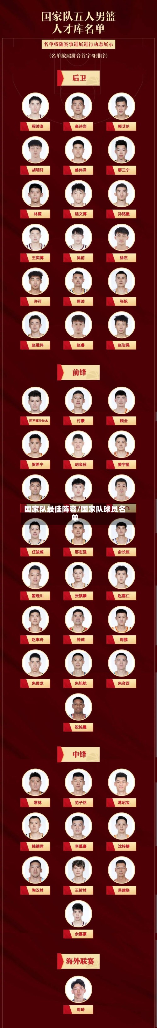 国家队最佳阵容/国家队球员名单