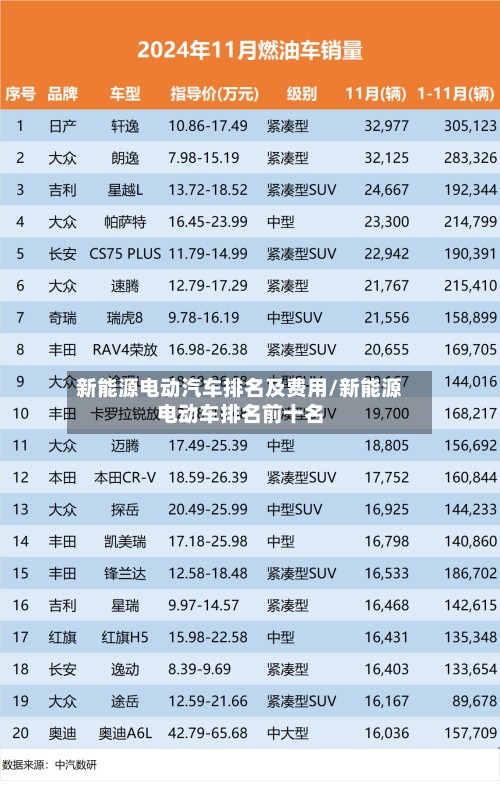 新能源电动汽车排名及费用/新能源电动车排名前十名-第2张图片