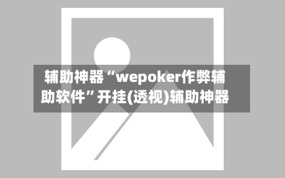 辅助神器“wepoker作弊辅助软件”开挂(透视)辅助神器