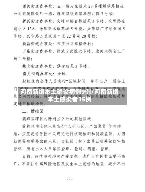河南新增本土确诊病例9例/河南新增本土感染者15例-第2张图片