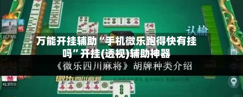 万能开挂辅助“手机微乐跑得快有挂吗”开挂(透视)辅助神器-第2张图片