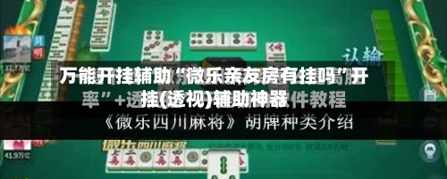 万能开挂辅助“微乐亲友房有挂吗”开挂(透视)辅助神器